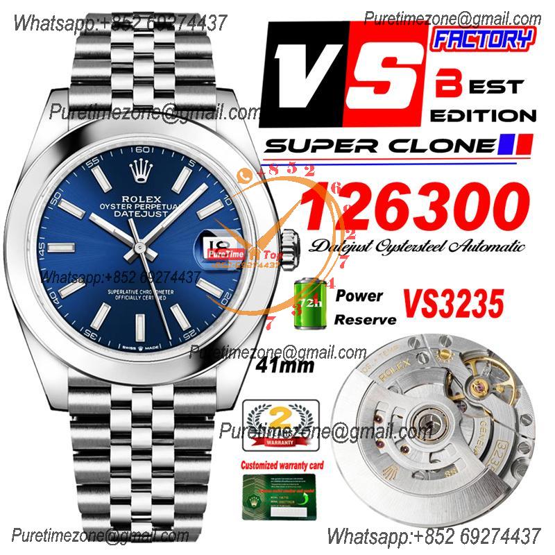 DateJust 41 126300 VS3235 Automatic Mens Watch 904L SS VSF Best Edition Blue Dial on Jubilee Bracelet CHS