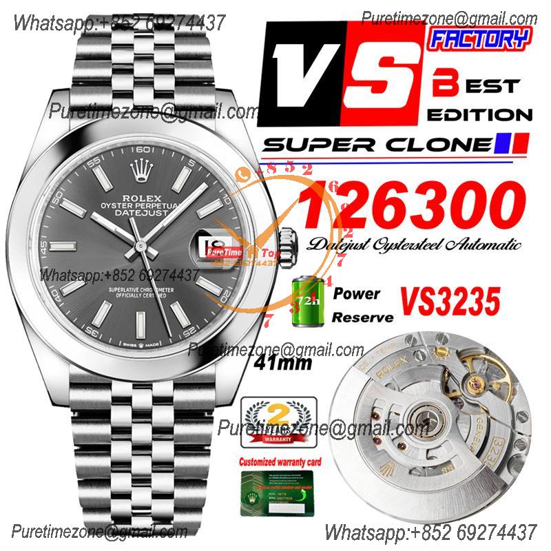 DateJust 41 126300 VS3235 Automatic Mens Watch 904L SS VSF Best Edition Gray Dial on Jubilee Bracelet CHS