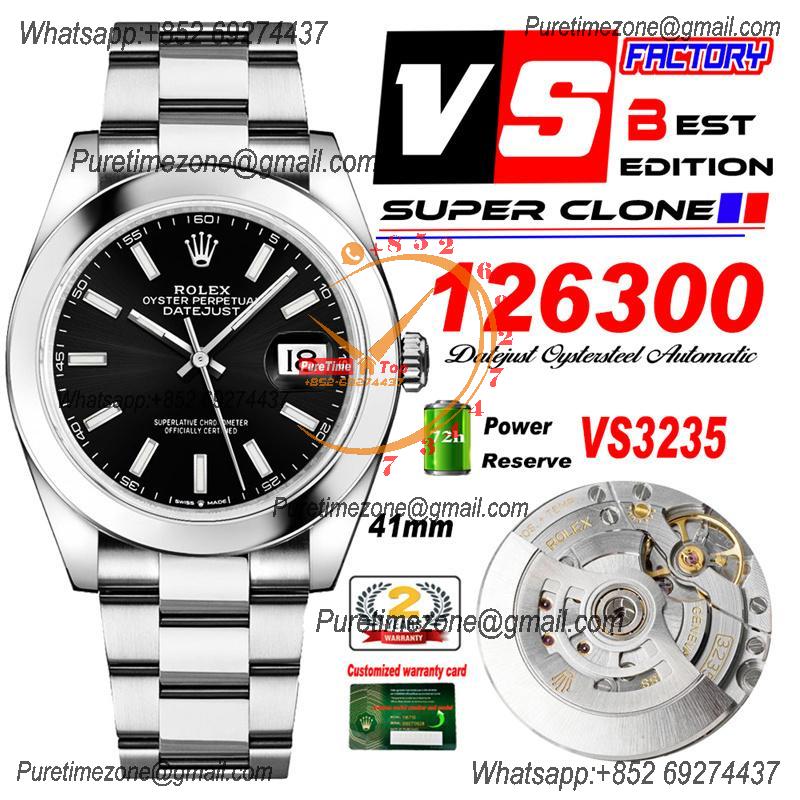 DateJust 41 126300 VS3235 Automatic Mens Watch 904L SS VSF Best Edition Black Dial on Oyster Bracelet CHS