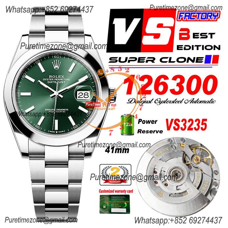 DateJust 41 126300 VS3235 Automatic Mens Watch 904L SS VSF Best Edition Green Dial on Oyster Bracelet CHS