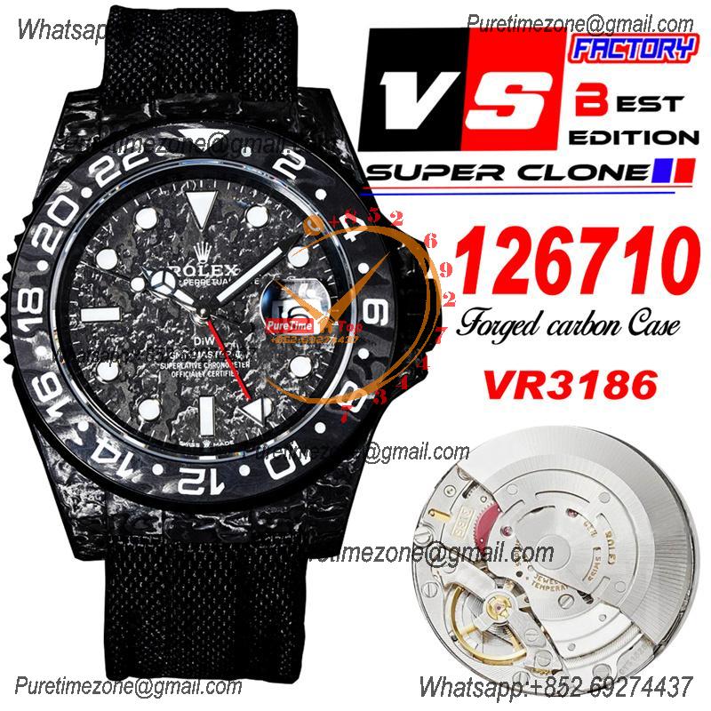 DIW Carbon 126710 VR3186 Automatic Mens Watch Best Edition VSF Forged Carbon Black Dial Nylon Strap CHS