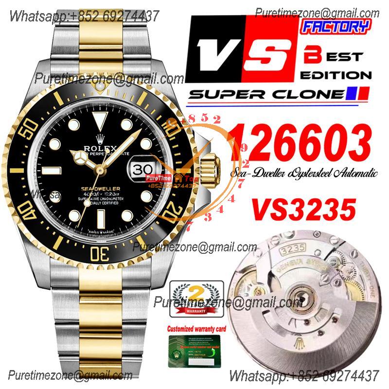 Sea-Dweller 126603 VR3235 Automatic Mens Watch Best Edition VSF YG Black Dial 904L SS Bracelet CHS