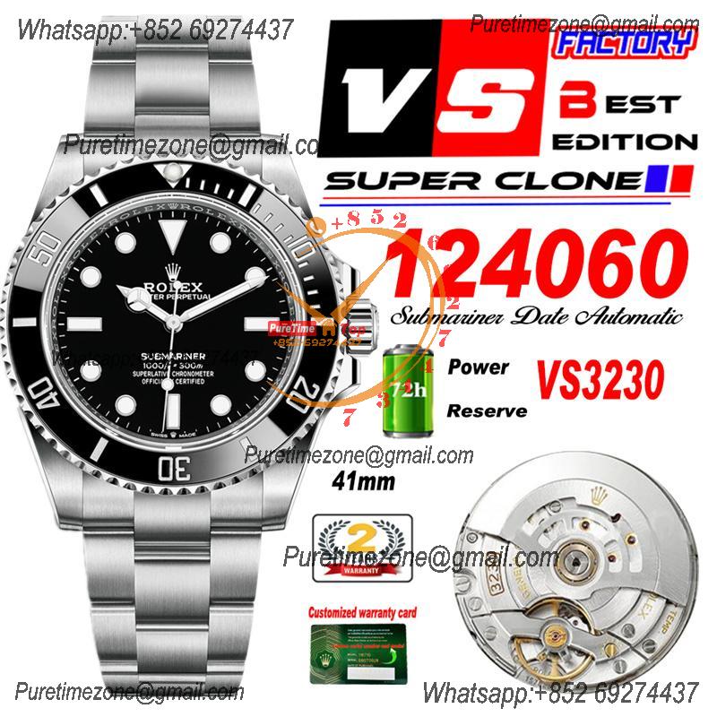 Submariner 41mm 124060 No Date VS3230 Automatic Mens Watch VSF 1:1 Best Edition Black Dial 904L SS Bracelet CHS