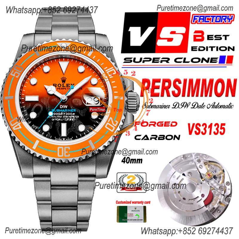 Submariner DIW VS3135 Automatic Mens Watch VSF 1:1 Best Edition Black Orange Dial 904L Steel Bracelet CHS