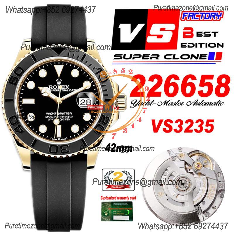 Yacht-Master 42mm 226658 VS3235 Automatic Mens Watch VSF 1:1 Best Edition YG 3D Ceramic Bezel Black Rubber CHS