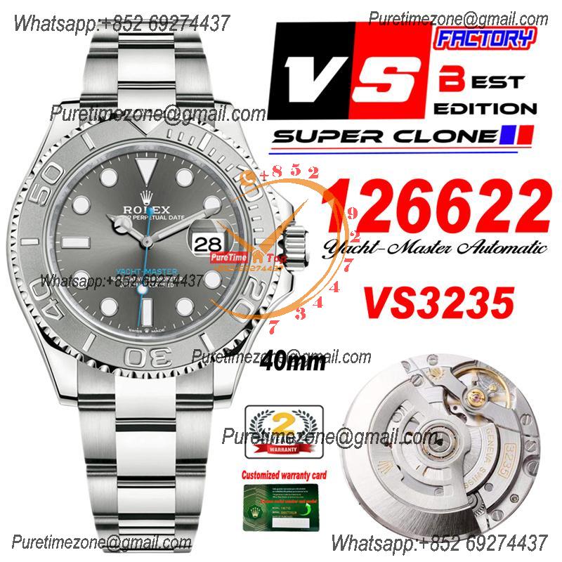 Yacht-Master 40mm 126622 VS3235 Automatic Mens Watch VSF Best Edition 3D Ceramic Bezel Gray Dial 904L SS Bracelet CHS