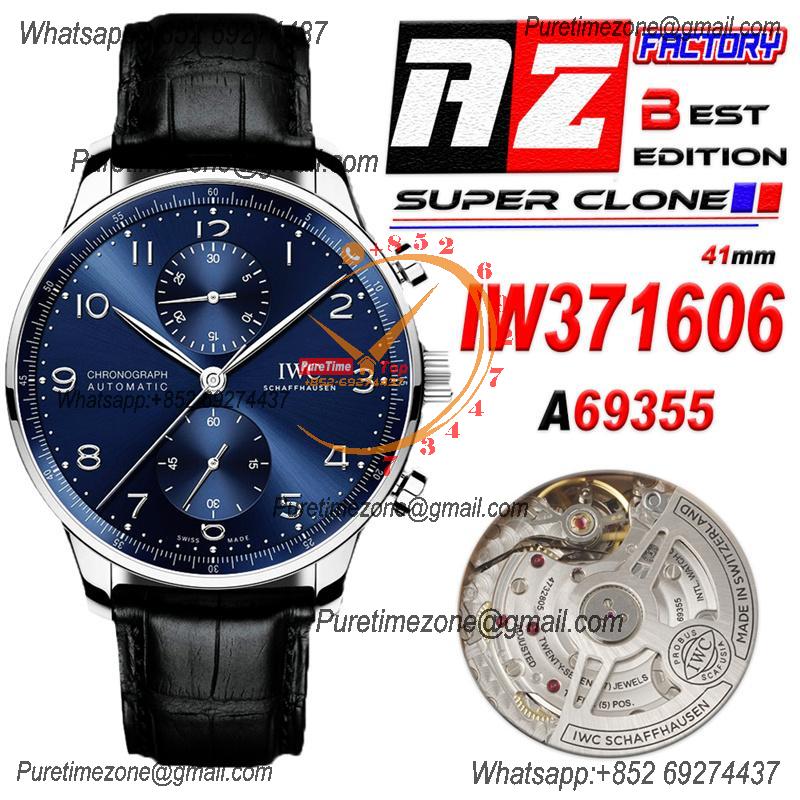 Portuguese IW371606 A69355 Automatic Chronograph Mens Watch AZF Best Edition 41 Blue Dial Blue Leather CHS