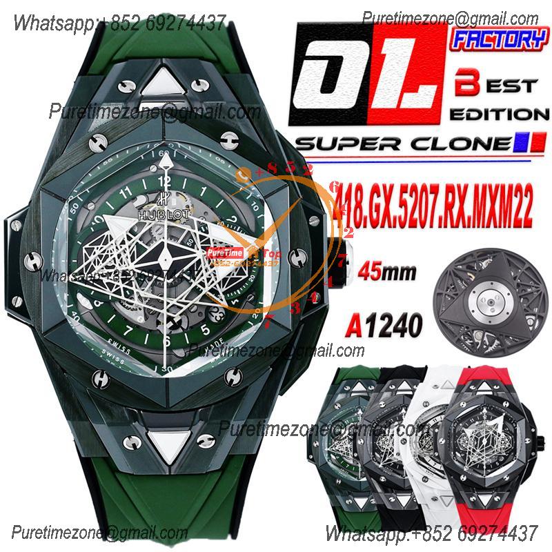 Big Bang Sang Bleu II Green Ceramic A1240 Automatic Chronograph Mens Watch Best Edition BBF 45 Rubber 418.GX.5207