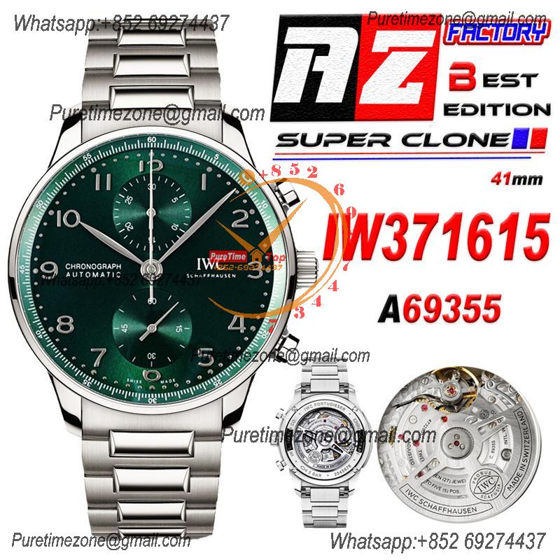 Portuguese IW371615 A69355 Automatic Chronograph Mens Watch AZF Best Edition 41 Green Dial SS Bracelet  CHS