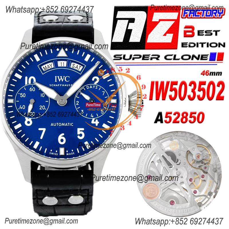 Big Pilot Annual Calendar IW503502 A52850 Automatic Mens Watch Best Edition AZF SS Blue Dial Leather Strap CHS