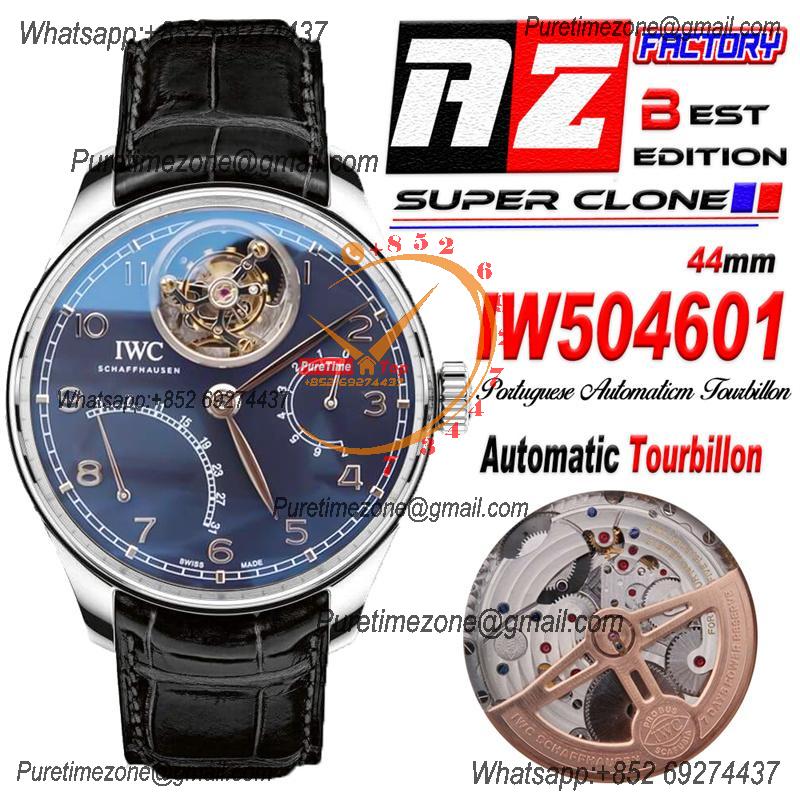 Portuguese Tourbillon Mystere Retrograde IW504601 Automatic Mens Watch Best Edition AZF SS Black Dial Leather Strap CHS