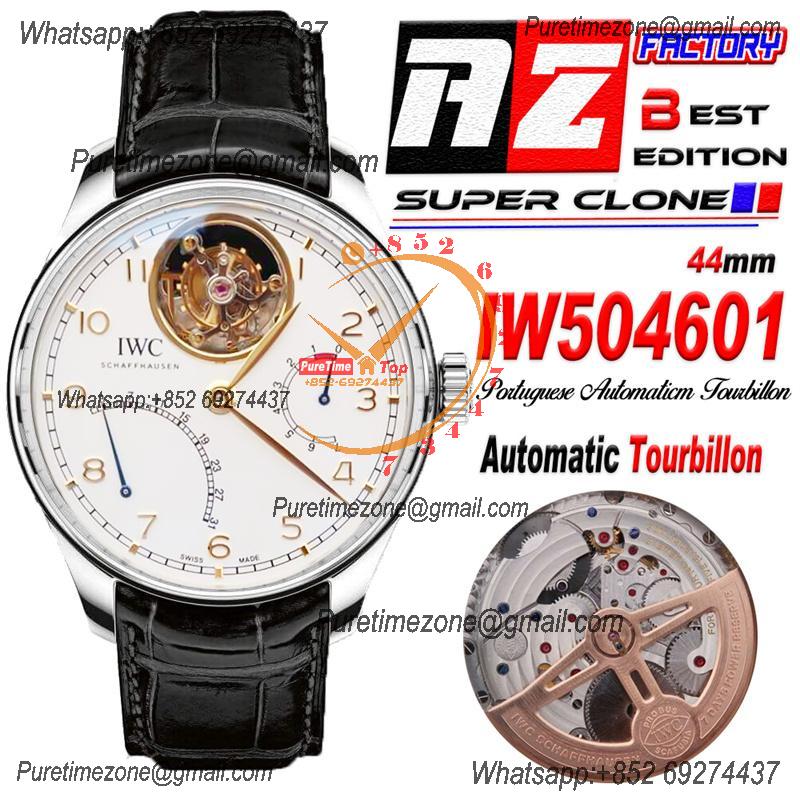 Portuguese Tourbillon Mystere Retrograde IW504601 Automatic Mens Watch Best Edition AZF SS White Dial Leather CHS