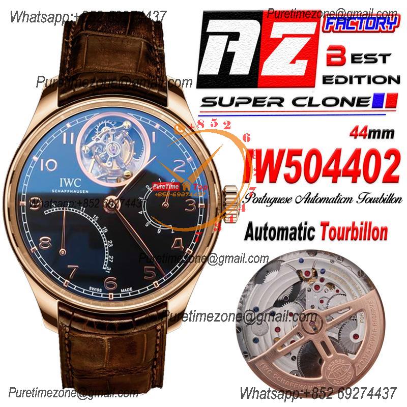 Portuguese Tourbillon Mystere Retrograde IW504402 Automatic Mens Watch Best Edition AZF RG Black Dial Leather CHS