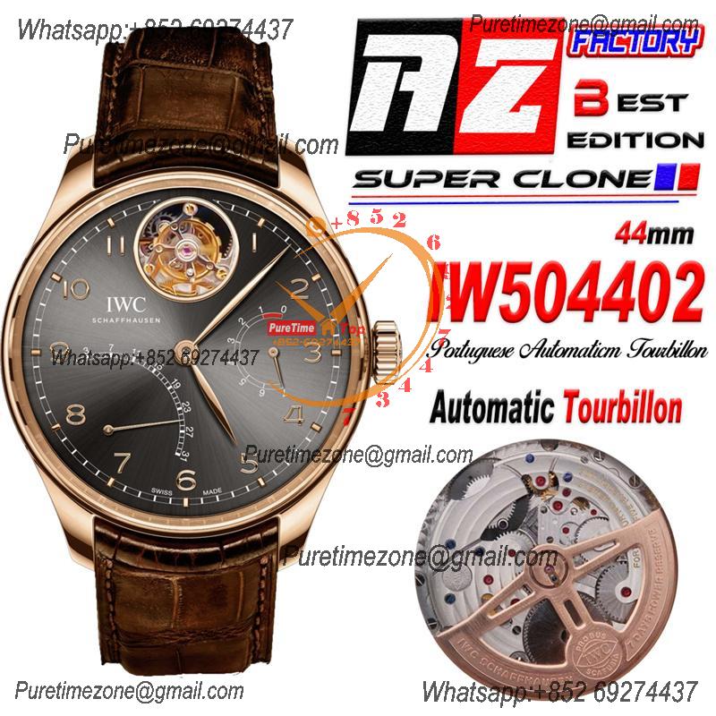 Portuguese Tourbillon Mystere Retrograde IW504402 Automatic Mens Watch Best Edition AZF RG Gray Dial Leather CHS