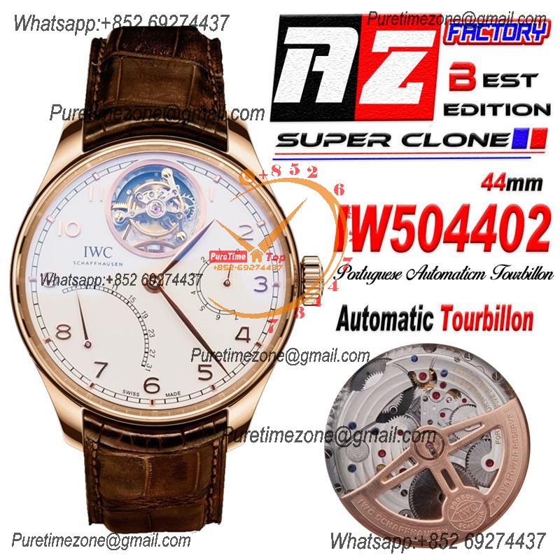 Portuguese Tourbillon Mystere Retrograde IW504402 Automatic Mens Watch Best Edition AZF RG White Dial Leather CHS