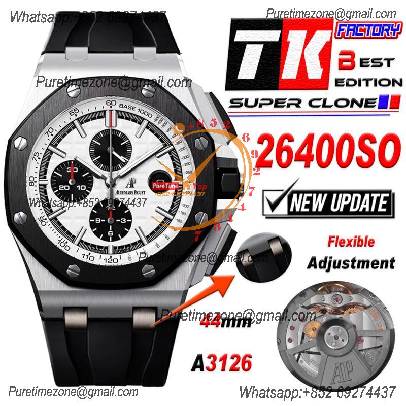 Royal Oak Offshore 26400SO A3126 Automatic Chronograph Mens Watch Best Edition TKF 44 White Dial  Rubber CHS