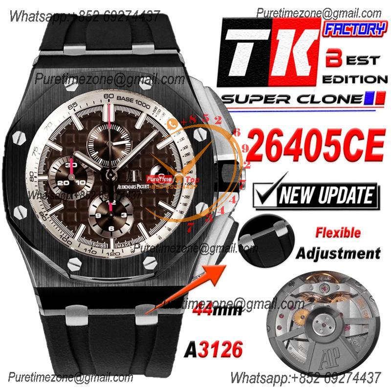 Royal Oak Offshore 26405CE A3126 Automatic Chronograph Mens Watch Best Edition TKF 44 Black Ceramic Rubber CHS