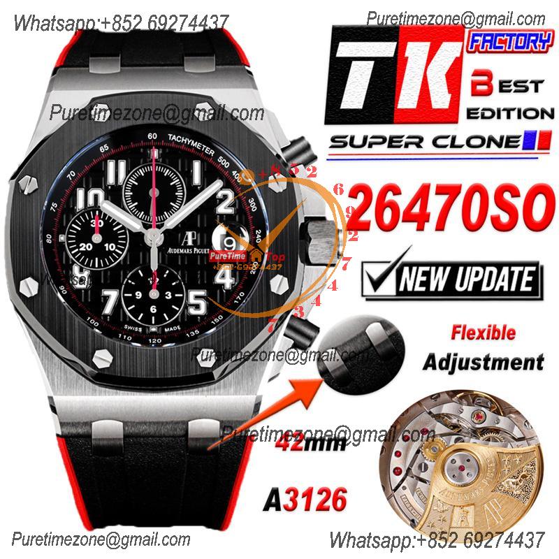 Royal Oak Offshore 26470SO A3126 Automatic Chronograph Mens Watch Best Edition TKF 42 Black Dial Rubber CHS