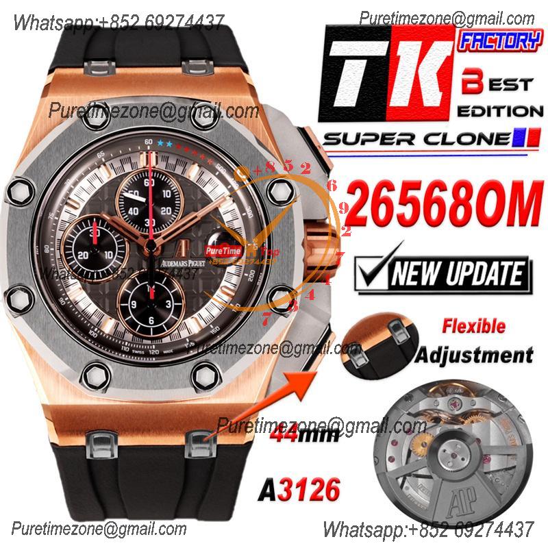 Royal Oak Offshore Schumacher 26568OM A3126 Automatic Chronograph Mens Watch Best Edition TKF 44 RG Gray Dial Rubber