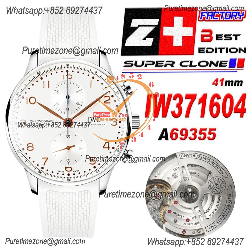 Portuguese Chronograph IW371604 A69355 Atuomatic Mens Watch Best Edition Z+F White Dial Gray Rubber CHS