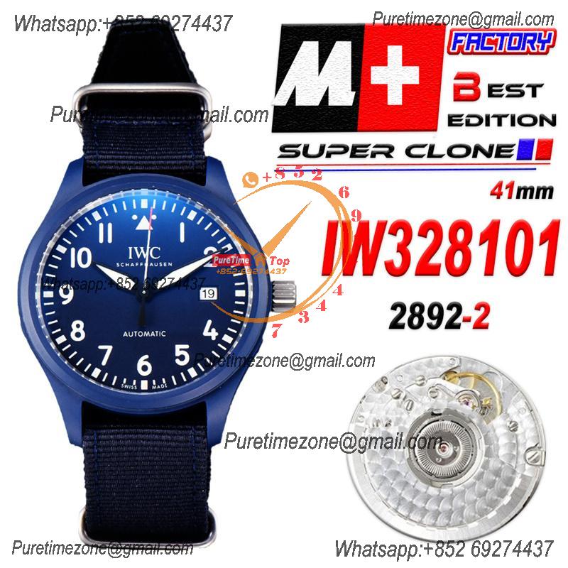 Mark XVIII IW328101 Blue Ceramic A35111 Atuomatic Mens Watch Best Edition M+F Blue Dial Nylon Strap CHS