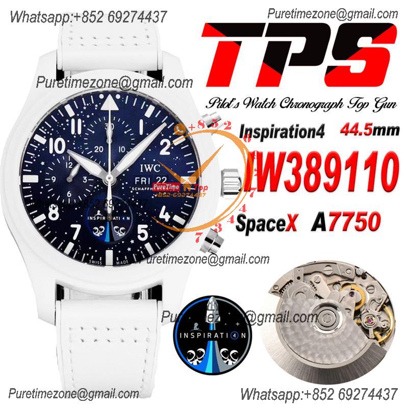 Pilot's Chronograph NSPIRATION4 Edition IW389105 Polaris Dawn SpaceX Autoamtic Mens Watch White Ceramic Blue Dial Rubber