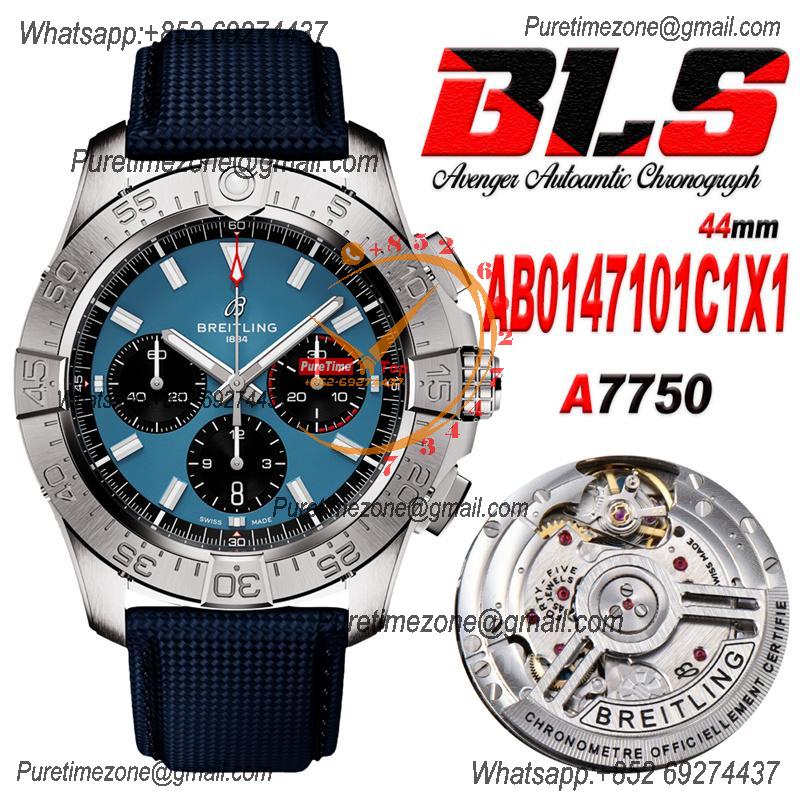 Avenger Chronograph AB0147101C1X1 A7750 Automatic Mens Watch Best Edition BLSF 44 SS Blue Dial Leather CHS