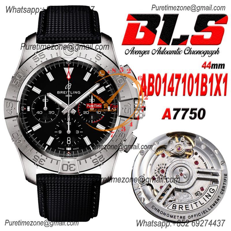 Avenger Chronograph AB0147101B1X1 A7750 Automatic Mens Watch Best Edition BLSF 44 SS Black Dial Leather CHS