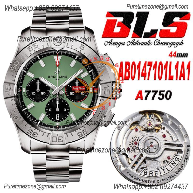 Avenger Chronograph AB0147101L1A1 A7750 Automatic Mens Watch Best Edition BLSF 44 Green Dial SS Bracelet CHS