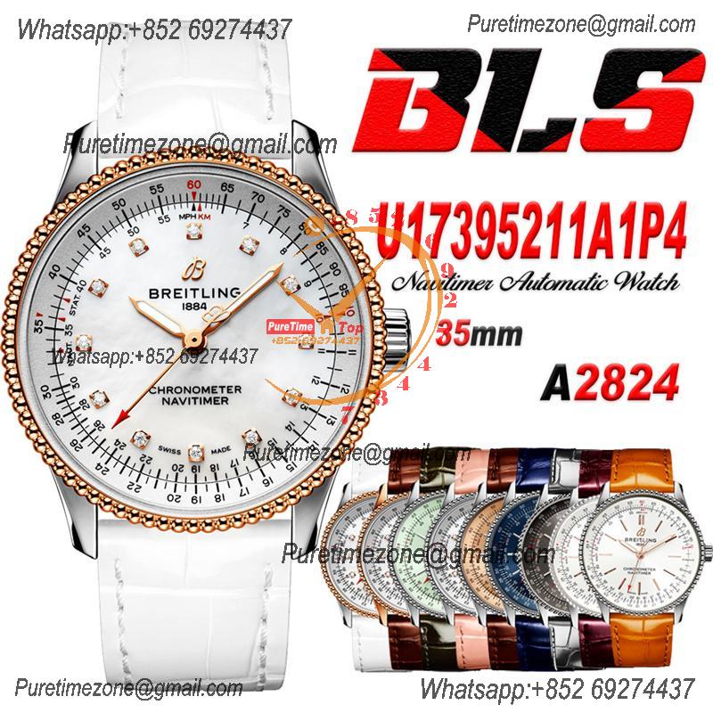 Navitimer 35mm U17395211A1P4  A2824 Automatic Womens Watch Best Edition BLSF 42 RG MOP Dial White Leather