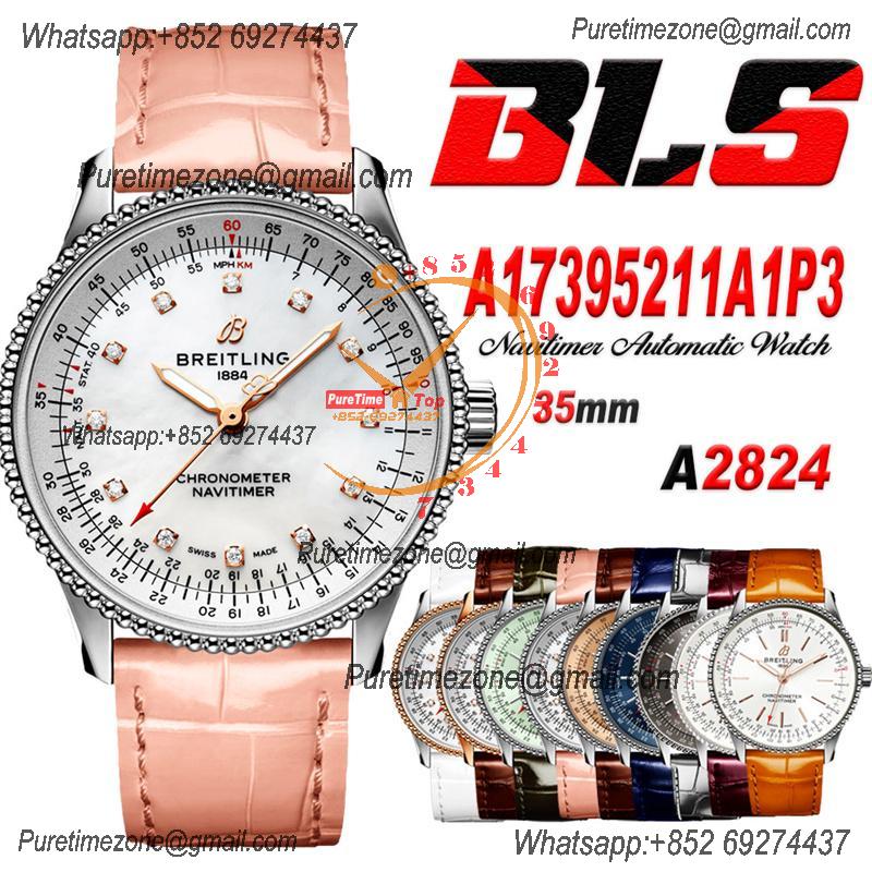 Navitimer 35mm A17395211A1P3  A2824 Automatic Womens Watch Best Edition BLSF 42 RG MOP Dial Pink Leather