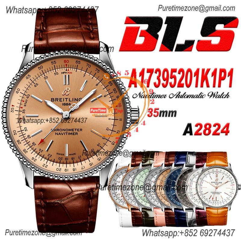 Navitimer 35mm A17395201K1P1 A2824 Automatic Womens Watch Best Edition BLSF 42 SS Bronze Dial Leather Strap