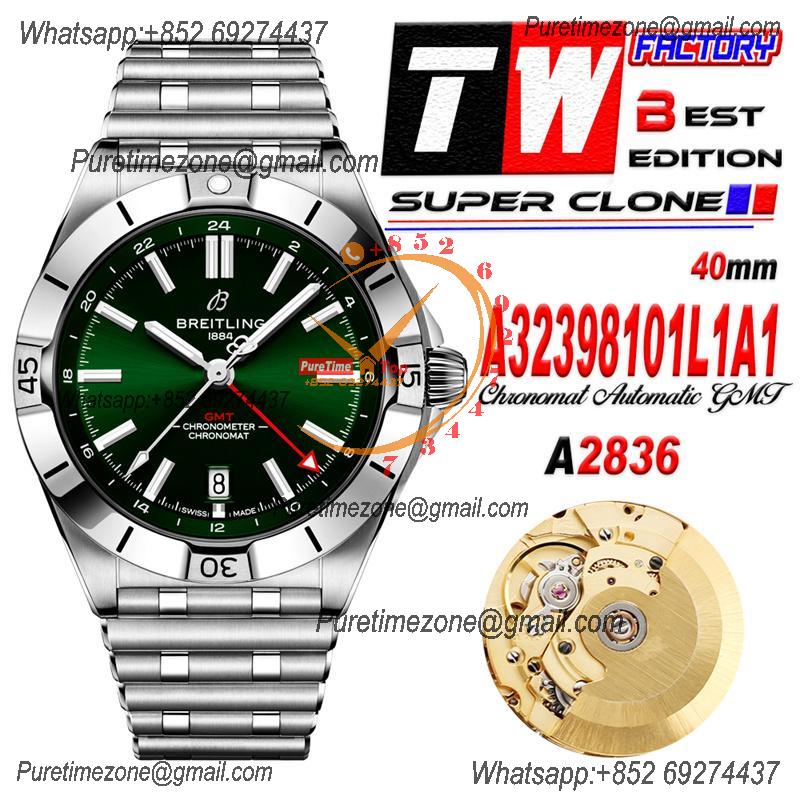 Chronomat Automatic GMT A2836 Automatic Mens Watch A32398101L1A1 Best Edition TWF 40mm Green Dial SS Bracele CHS