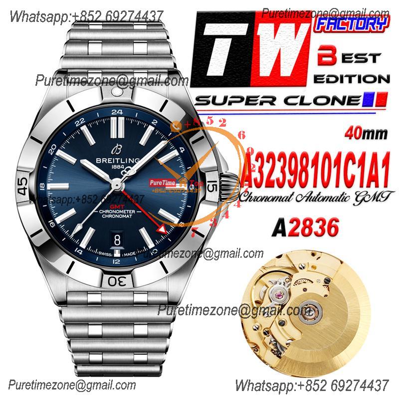 Chronomat Automatic GMT A2836 Automatic Mens Watch A32398101C1A1 Best Edition TWF 40mm Blue Dial SS Bracele CHS