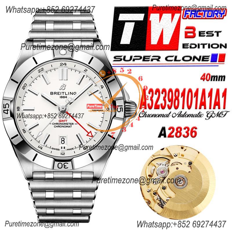 Chronomat Automatic GMT A2836 Automatic Mens Watch A32398101A1A1 Best Edition TWF 40mm White Dial SS Bracele CHS