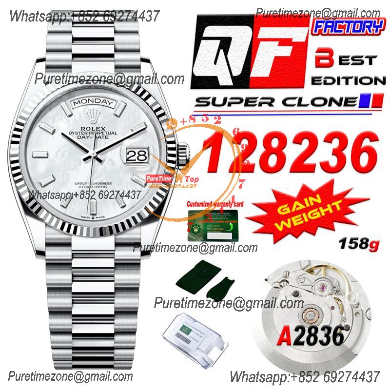 DayDate 36 128236 A2836 Automatic Mens Watch Best Edition QF V5 MOP Crystal Dial President Bracelet CHS (Gain Weight)