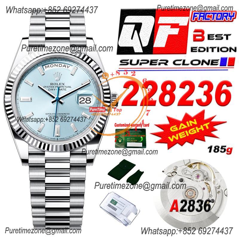 DayDate 40 228236 A2836 Automatic Mens Watch Best Edition QF V5 ICE Blue Roman Dial President Bracelet (Gain Weight)