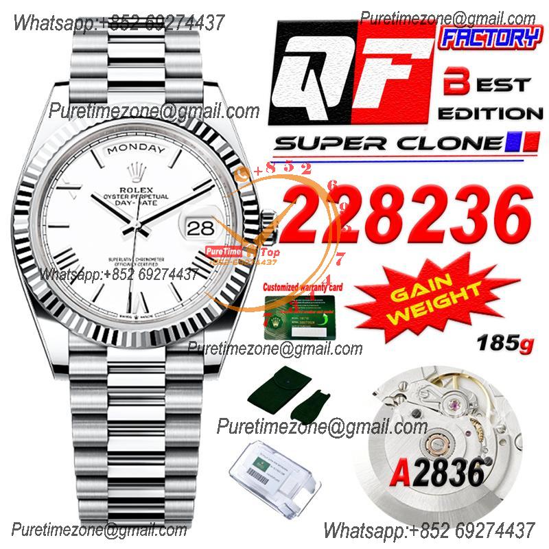 DayDate 40 228236 A2836 Automatic Mens Watch Best Edition QF V5 White Roman Dial President Bracelet (Gain Weight)