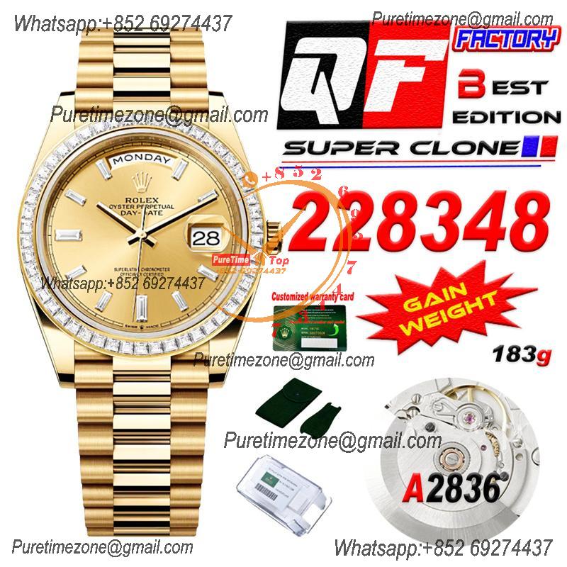 DayDate 40 228248 A2836 Automatic Mens Watch Best Edition QF YG Diamond Bezel Gold Dial President Bracelet (Gain Weight)