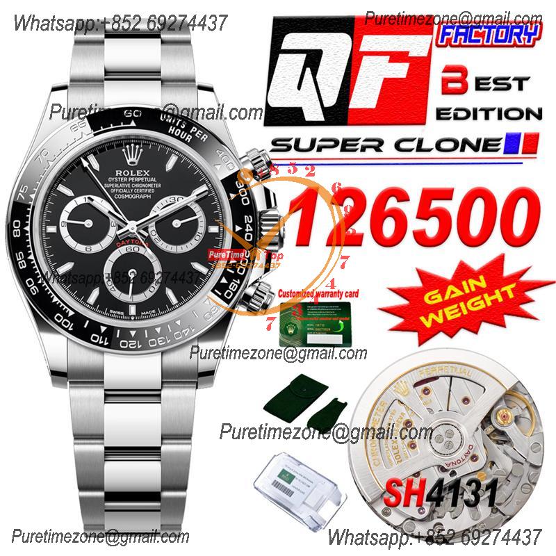 Daytona 126500 SH4131 Automatic Chronograph Mens Watch Best Edition QF V6 Black Dial 904L SS Bracelet CHS (Gain Weight)