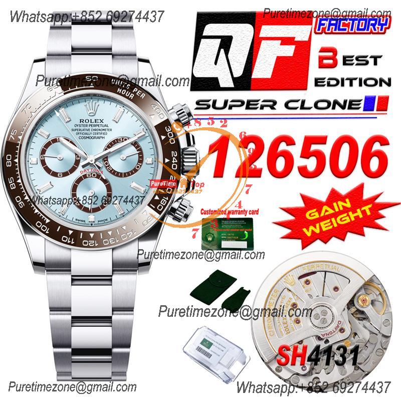 Daytona 126506 SH4131 Automatic Chronograph Mens Watch Best Edition QF V6 ICE Blue Dial 904L SS Bracelet (Gain Weight)