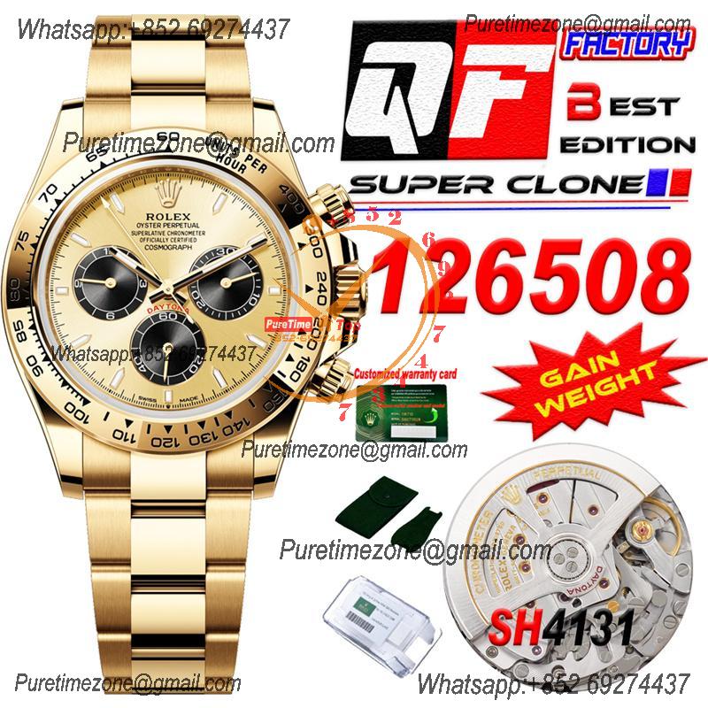 Daytona 126508 SH4131 Automatic Chronograph Mens Watch Best Edition QF V6 YG Gold Dial 904L SS Bracelet (Gain Weight)