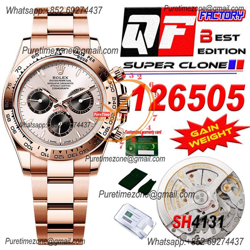 Daytona 126505 SH4131 Automatic Chronograph Mens Watch Best Edition QF V6 RG Gold Dial 904L SS Bracelet (Gain Weight)