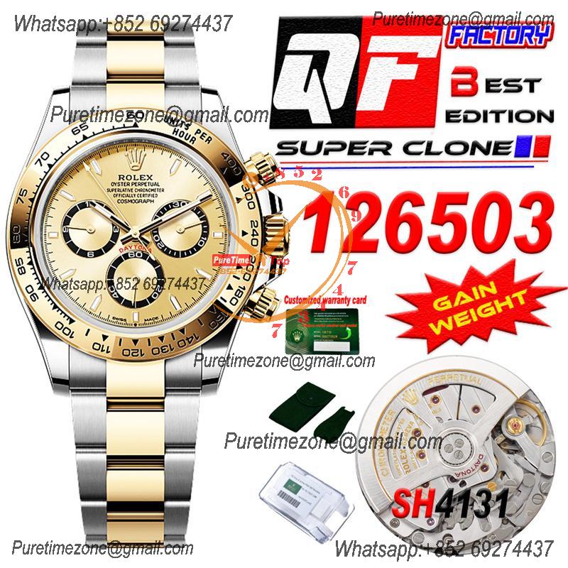 Daytona 126503 SH4131 Automatic Chronograph Mens Watch Best Edition QF V6 YG Gold Dial 904L SS Bracelet (Gain Weight)