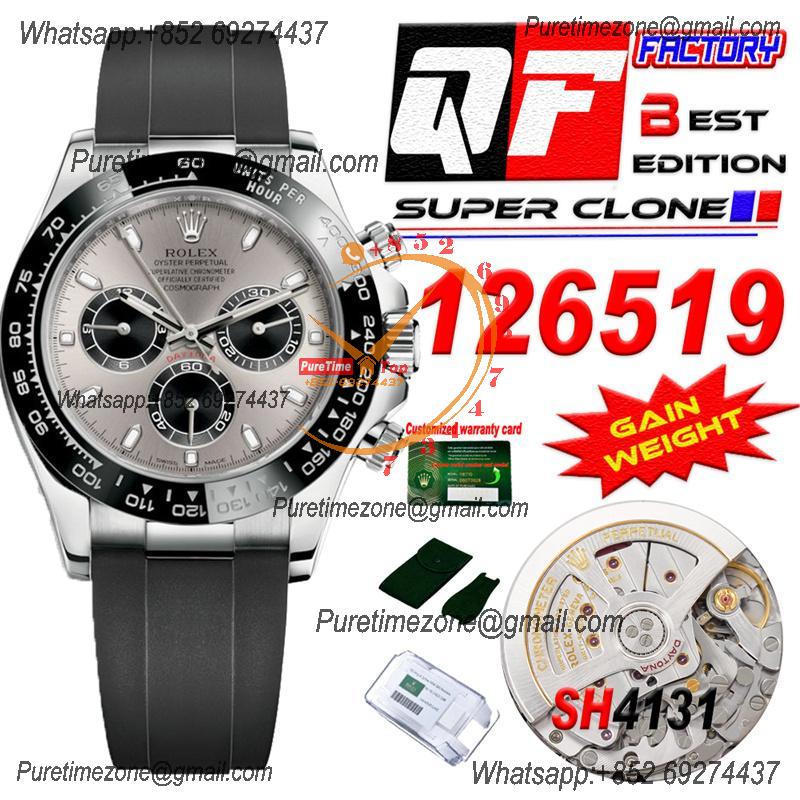 Daytona 126519 SH4131 Automatic Chronograph Mens Watch Best Edition QF V6 SS Gray Dial Oysterflex Strap (Gain Weight)