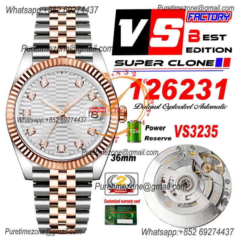 DateJust 36 126231 VS3235 Automatic Mens Watch 904L SS VSF 1:1 Best Edition RG Silver Dial on Jubilee Bracelet CHS