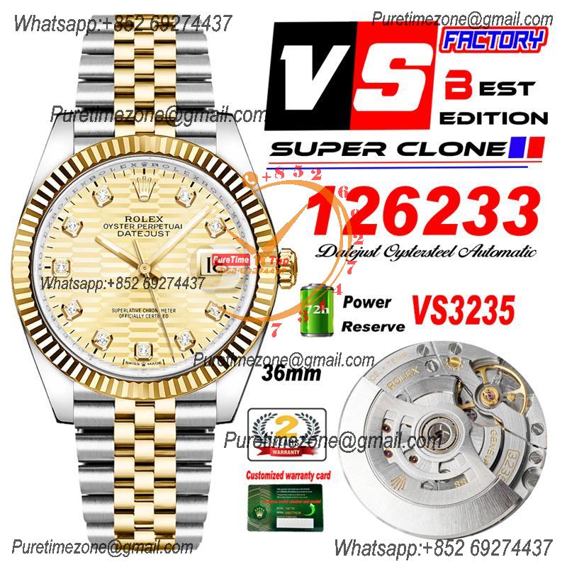 DateJust 36 126233 VS3235 Automatic Mens Watch 904L SS VSF 1:1 Best Edition YG Glod Dial on Jubilee Bracelet CHS