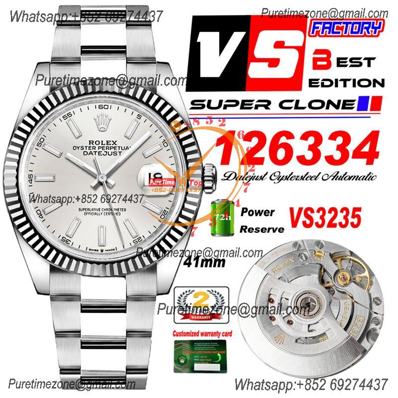 DateJust 41 126334 VS3235 Automatic Mens Watch 904L SS VSF 1:1 Best Edition Silver Dial on Oyster Bracelet CHS