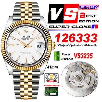 DateJust 41 126333 VS3235 Automatic Mens Watch 904L SS VSF Best Edition YG White Dial on Jubilee Bracelet CHS