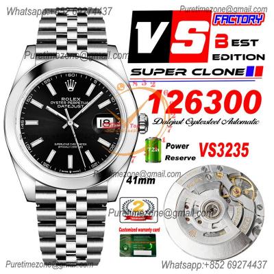 DateJust 41 126300 VS3235 Automatic Mens Watch 904L SS VSF Best Edition Black Dial on Oyster Bracelet CHS